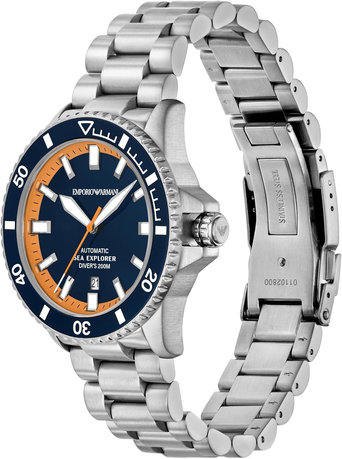 Emporio Armani Reloj Sea Explorer automático de acero inoxidable para hombre (Modelo: AR60090)