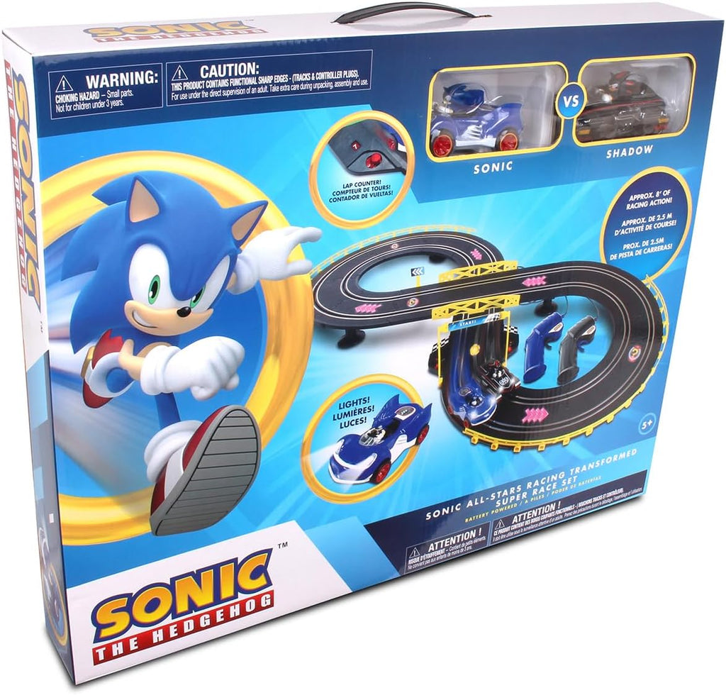 NKOK Sonic & Shadow Juego de Pista de Carreras con 8 Carriles y Contador de Vueltas