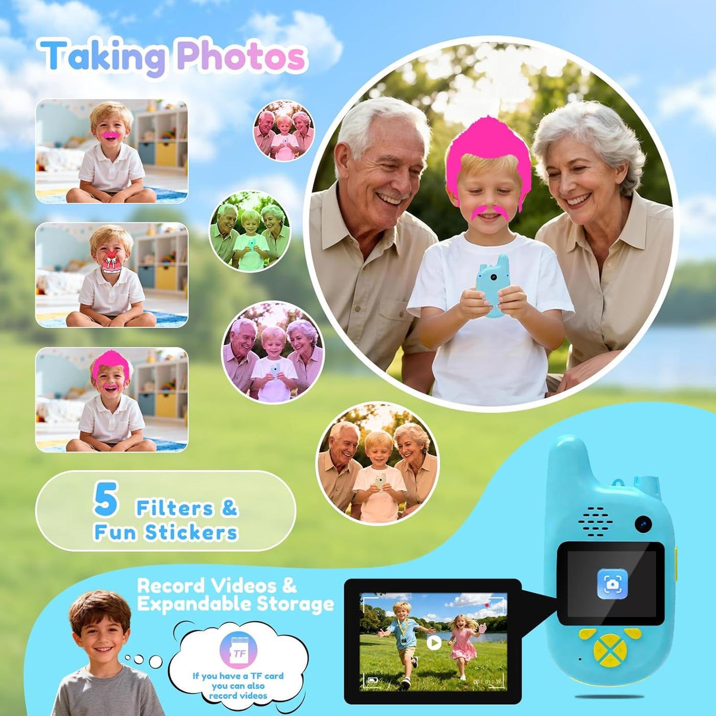 Walkie Talkies de video para niños con cámaras duales