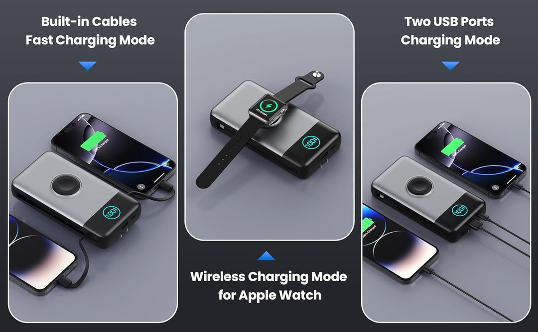 Cargador portátil para iPhone, batería externa de 40800 mAh con cab...