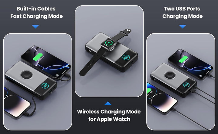 Cargador portátil para iPhone, batería externa de 40800 mAh con cab...