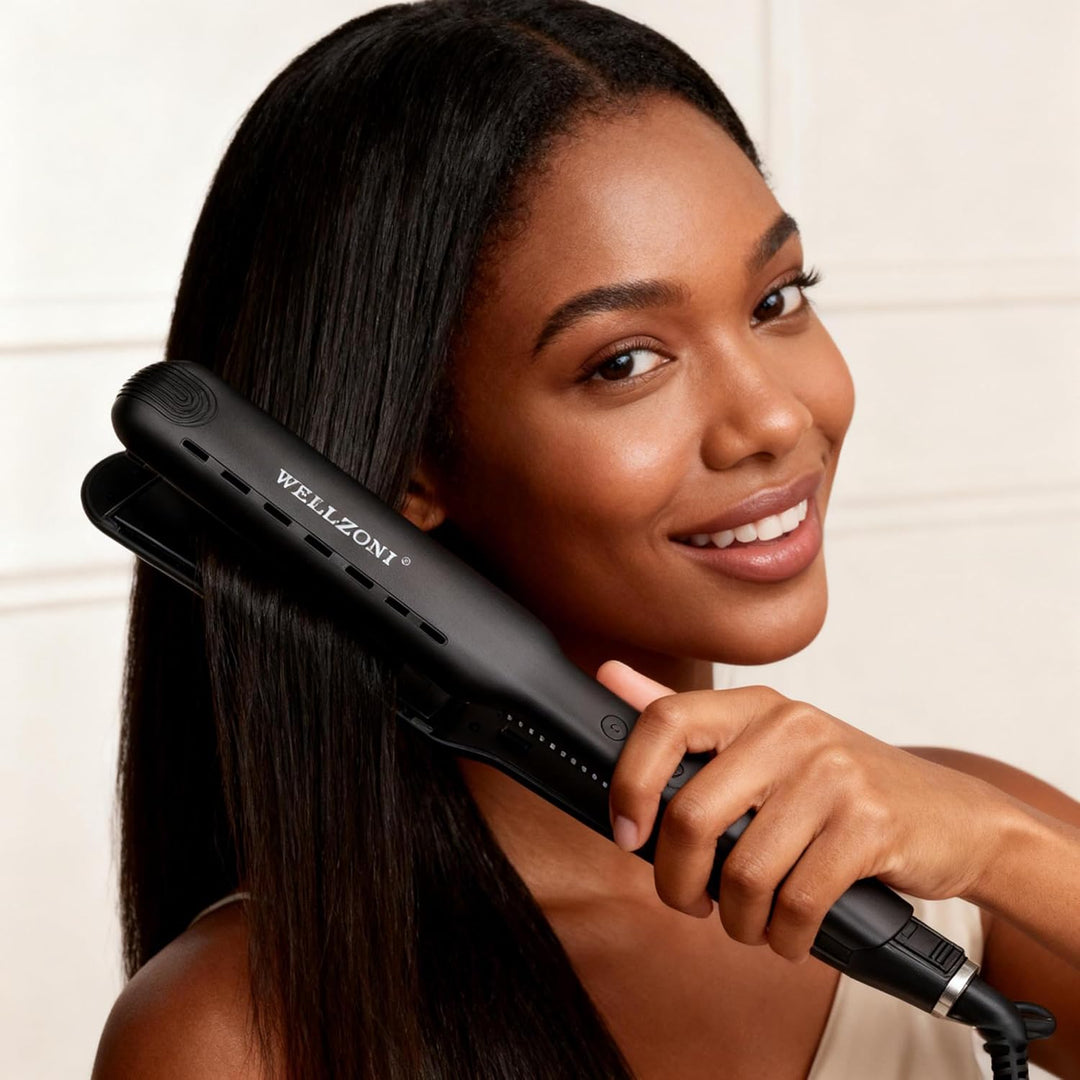 Plancha de pelo de 1.5 pulgadas, para cabello negro grueso, antiest...