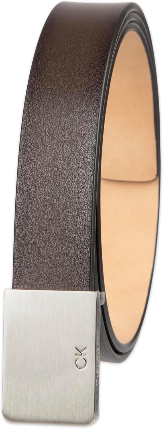 Calvin Klein Cinturón con hebilla de placa moderna y detalle de log...