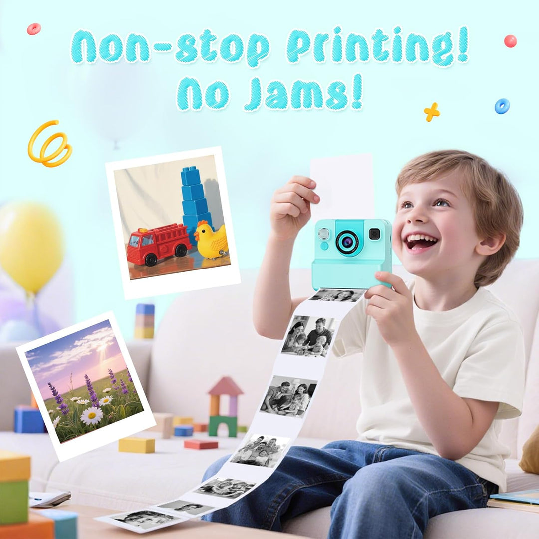 Cámara para niños, impresión instantánea con lente abatible, video...