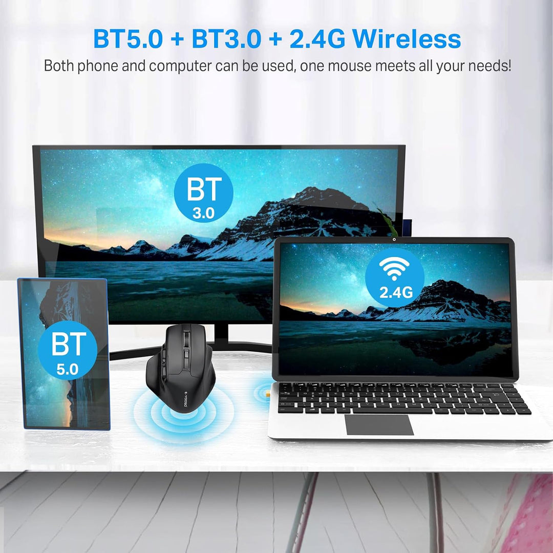 E-YOOSO Ratón inalámbrico Bluetooth grande para manos grandes, mous...