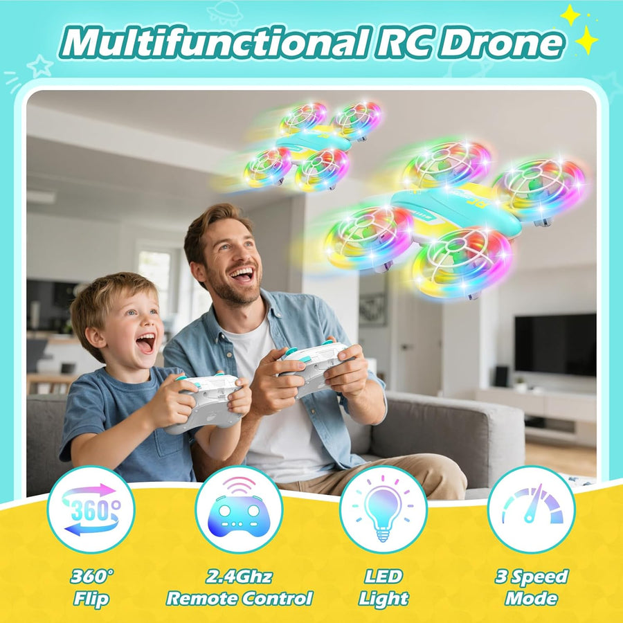 FUNPX Dron LED RC para niños de 6+, regalo de Navidad y cumpleaños...