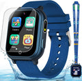 Reloj inteligente para niños de 3 a 12 años, resistente al agua IP67, 32 juegos de rompecabezas, pantalla táctil HD, cámara doble, podómetro, reproductor de música, reloj para niños, regalo de cumpleaños para niños de 5, 6, 7, 8, 9, 10 (azul)