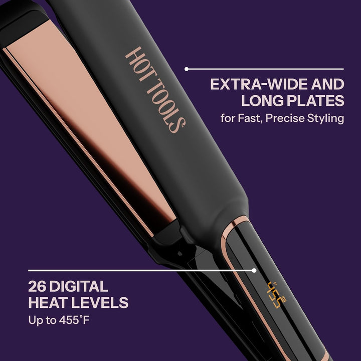 HOT TOOLS Plancha plana profesional digital de oro rosa, extra larg...
