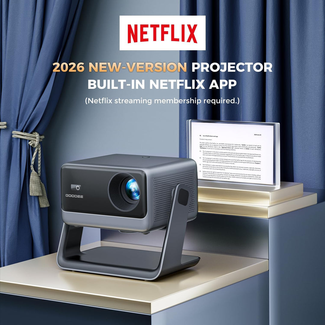 GooDee Proyector de video con WiFi y Bluetooth, proyector portátil...