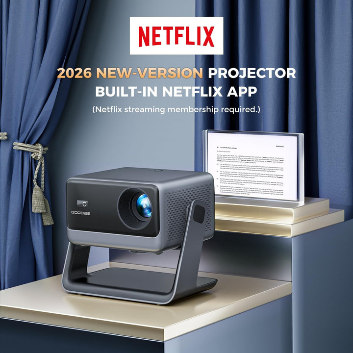 GooDee Proyector de video con WiFi y Bluetooth, proyector portátil...