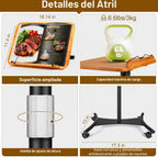 Soporte de música 2 en 1 de doble uso y soporte para libros de escritorio, altura ajustable de 16.5 a 51 pulgadas, 100% madera maciza para computadora portátil, soporte para libro con clips elásticos