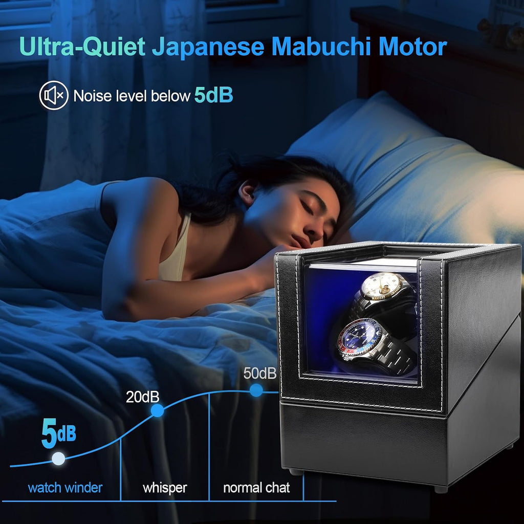 Watch Winder para 3 relojes automáticos, motor japonés silencioso