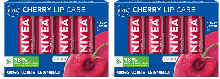 NIVEA Cherry Lip Care, paquete de bálsamo labial teñido de rubí con...