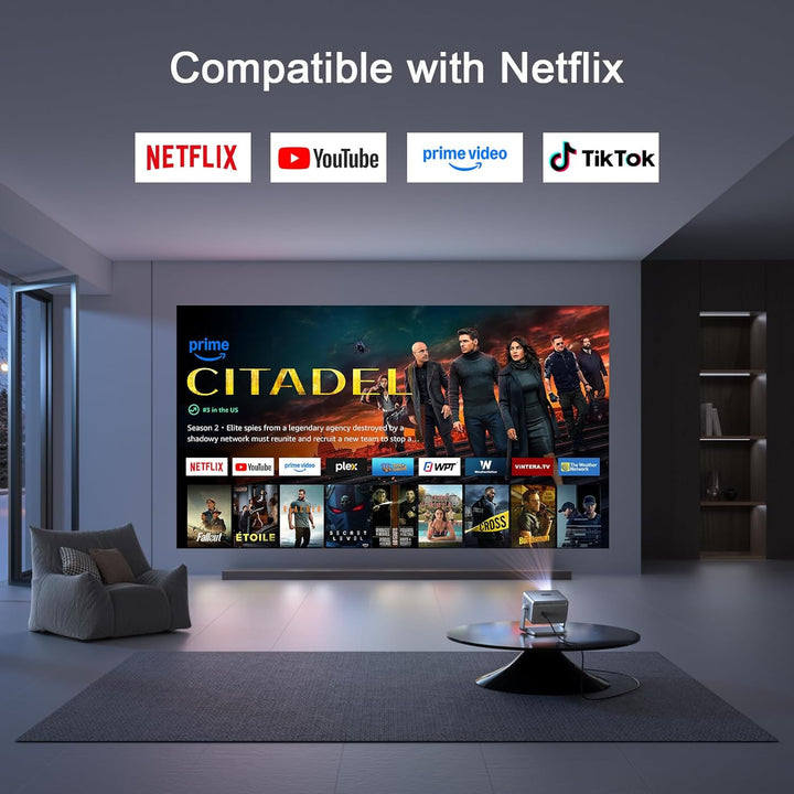 [4100 ANSI y ahora con Netflix] Proyector 4K con WiFi y Bluetooth p...