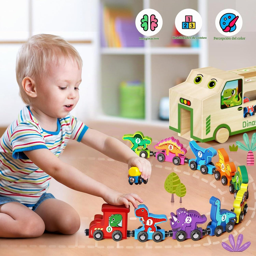 Magnetic Wooden Dinosaur Train Set Montessori Toys para 2-5 Years