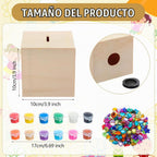 DoubleFill Paquete de 6 kits de manualidades de pintura de banco de madera para niños, banco de bloques de madera sin terminar, incluye 12 pinturas de color, 2 pinceles, 200 diamantes acrílicos, kits