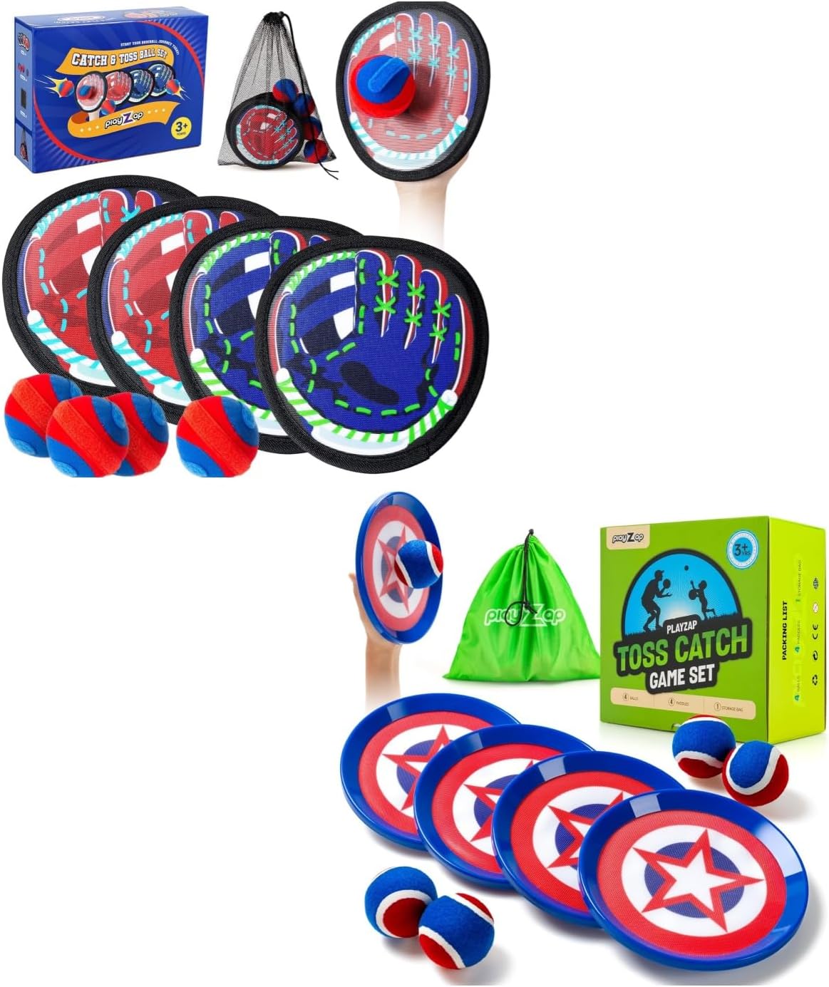 Juego de pelotas para lanzar y atrapar, regalo de San Valentín para niños y niñas de 2-4, 5-7, 8-13 años, guante de béisbol, juego de patio y playa, piscina, paquete de 4 unidades