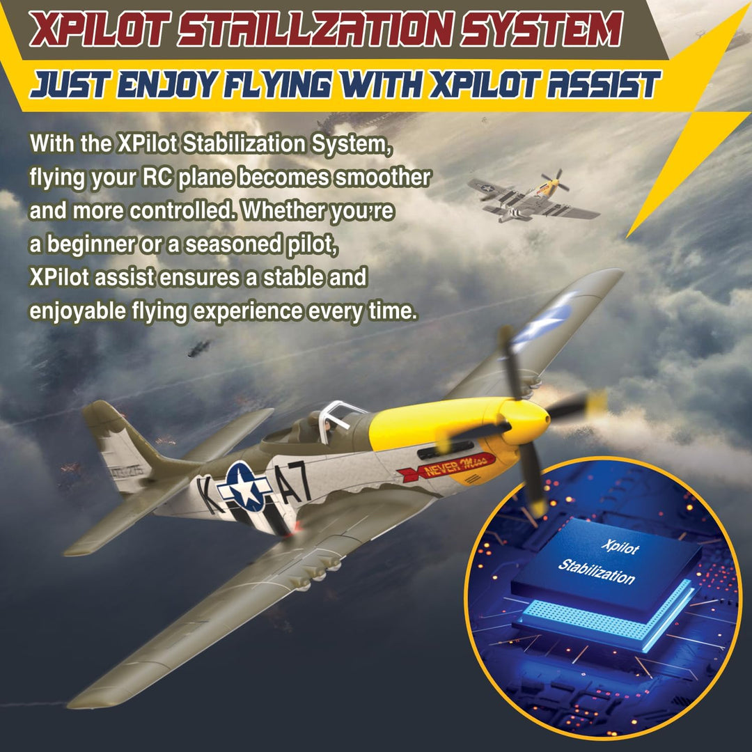 LEAMBE Avión RC Brushless de 4 Canales P51D Mustang 500mm Avión de...