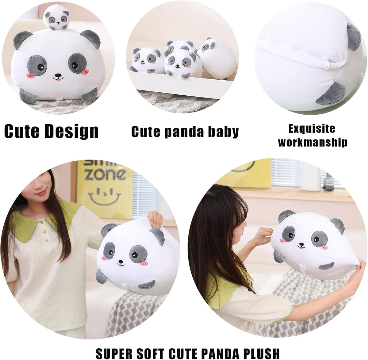 SQEQE Panda Mommy - Animal de peluche con 4 pandas de bebé