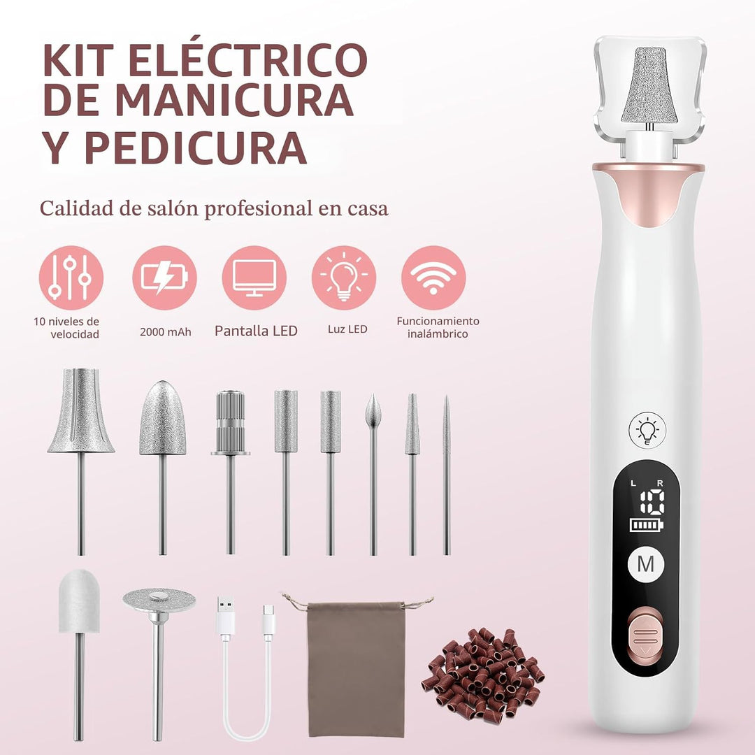 ZABOUL Kit de Taladro Eléctrico para Uñas Inalámbrico Profesional L...