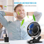 BESKAR Ventilador de clip alimentado por USB, ventilador portátil d...