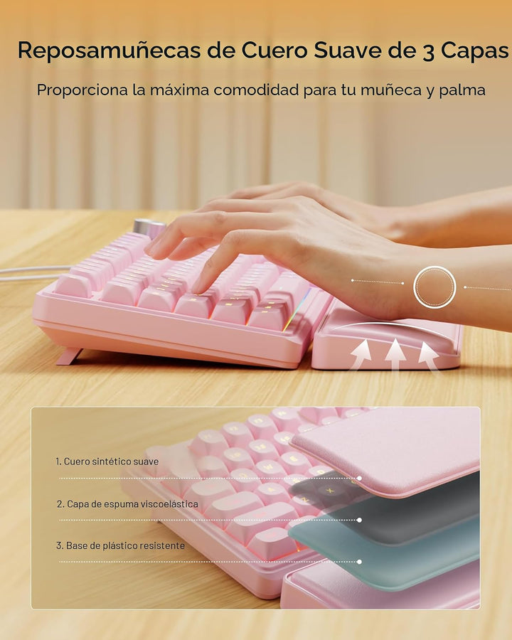 EWEADN Combo de teclado y mouse con cable con reposamuñecas desmont...