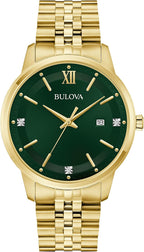 Bulova Reloj de Vestir para Hombre Classic Diamond, Reloj Quartz de 3 Manecillas con Fecha, Correa de Acero Inoxidable, 41mm