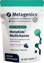 Metagenics MetaKids Multivitamínico para niños, masticables suaves de uva
