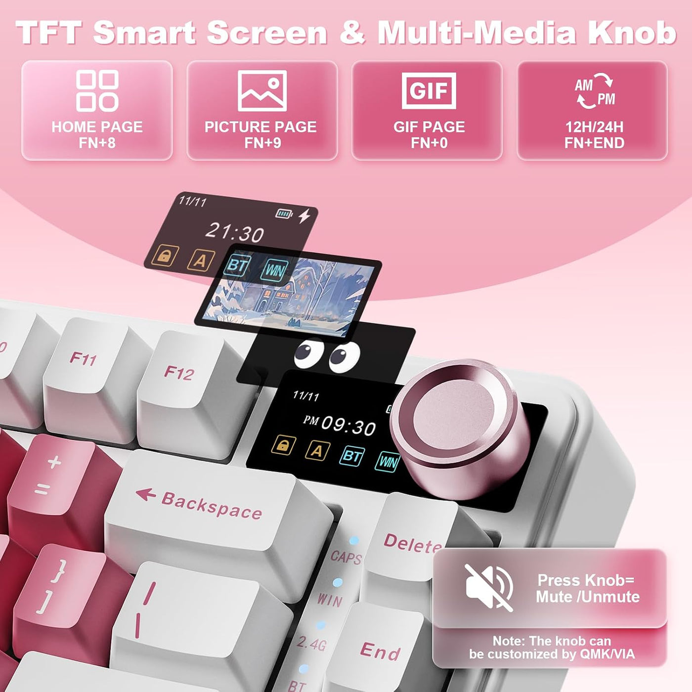 YUNZII Teclado mecánico B75 PRO MAX 75% (corazón blanco, interrupto...