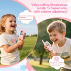 Mafiti Walkie Talkies de video para niños, paquete de 2 juguetes recargables de alcance de 1000 pies para niños de 3, 4, 5, 6, 7, 8 años, regalos de cumpleaños (rosa + rosa)