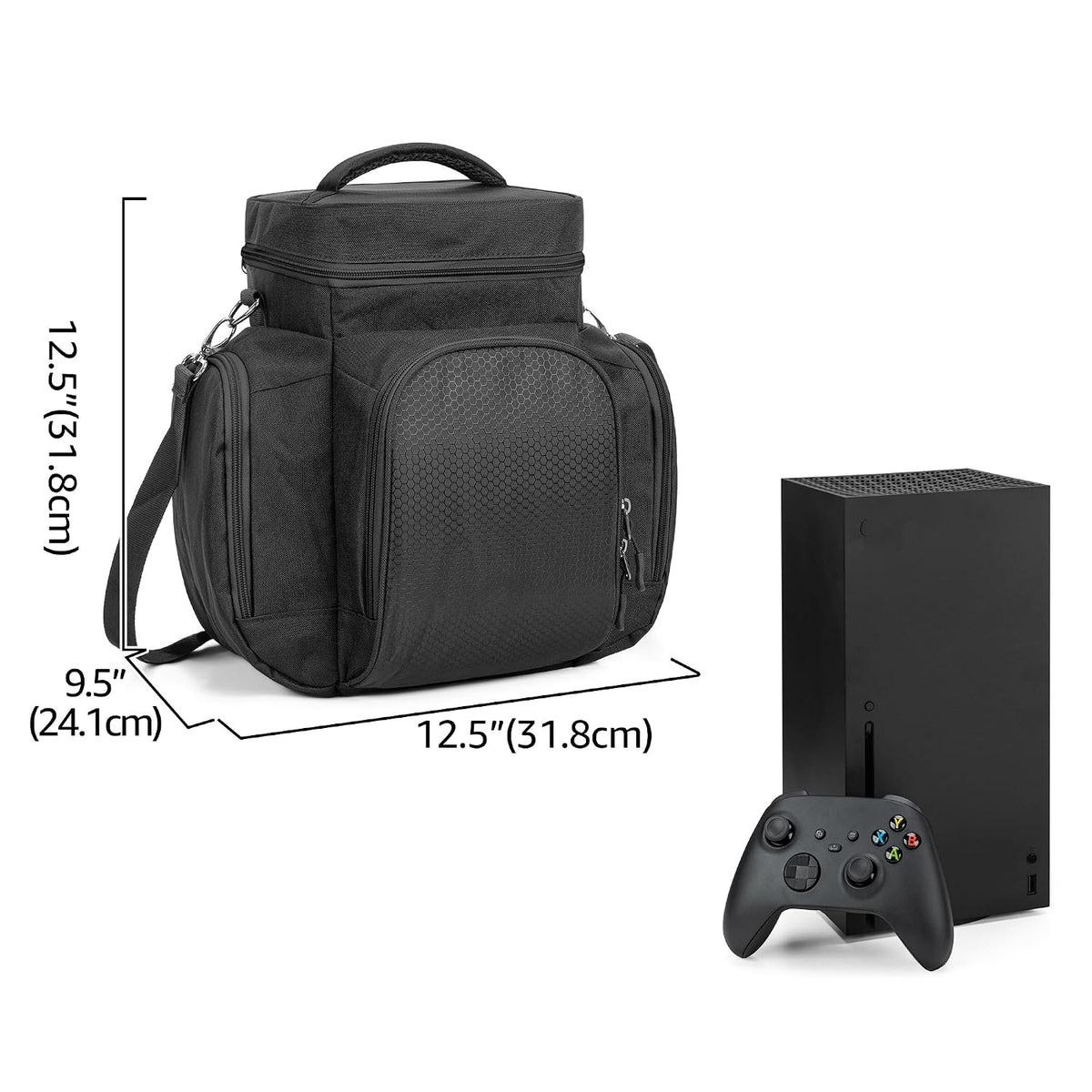 Trunab - Funda de transporte compatible con Xbox Series X, bolsa de juegos de viaje, color negro