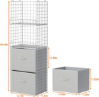 Organizadores de Closet apilables de 4 niveles con 2 cajones, Estante plegable para armario y estantes de almacenamiento, Cajones apilables para sistema organizador de closet, blanco(Patente en trámite)