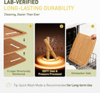 Tabla de cortar de bambú ligera y duradera con pies antideslizantes, tabla de cortar de madera no tóxica para cocina, resistente al calor, tabla de cortar y charcutería con ranura para jugos, esenciales de cocina para carne