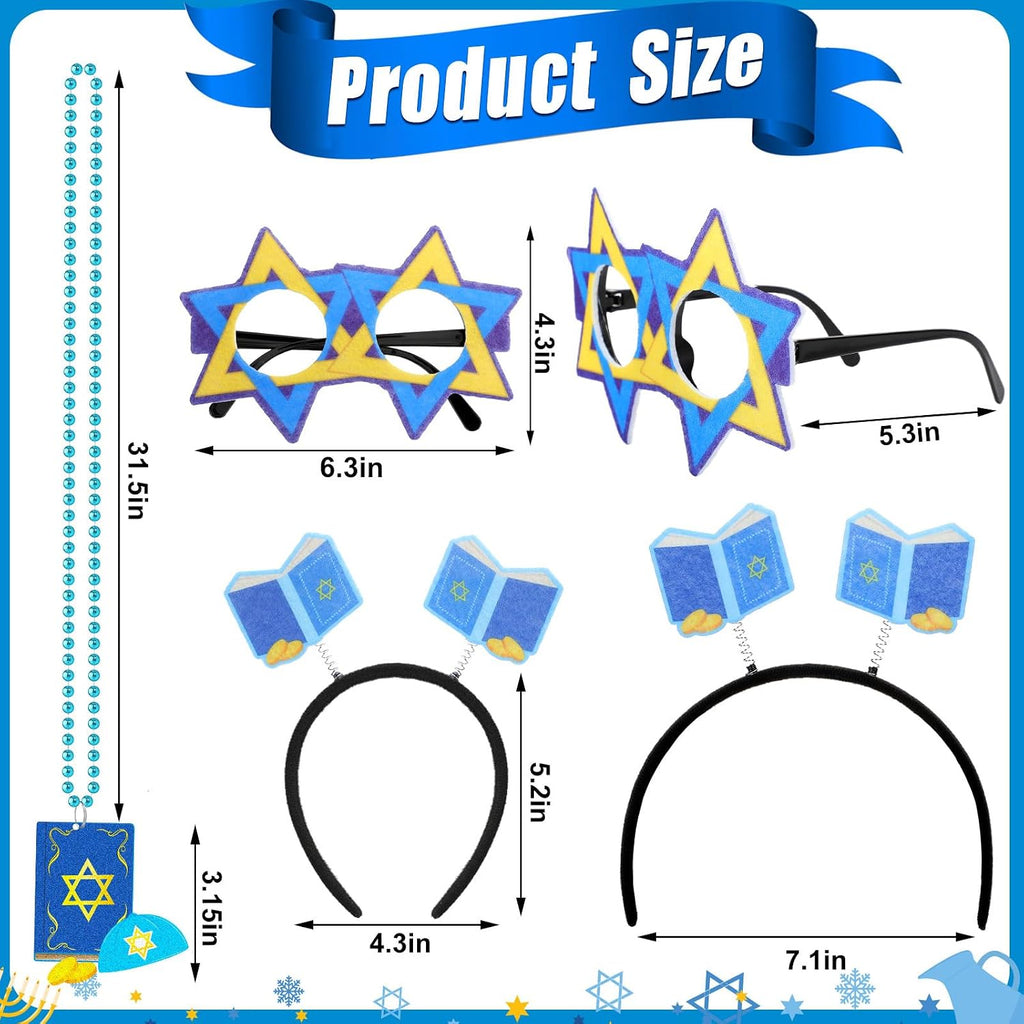36 piezas de Hanukkah Party Favor Janucá Gafas Diadema Collar