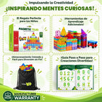 LittleVo - 180 azulejos magnéticos para niños y 2 autos, juguete de bloques