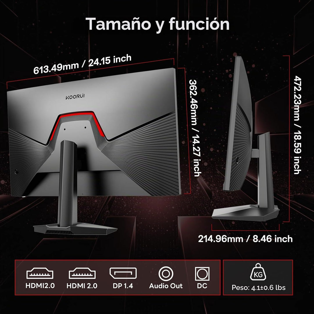 KOORUI Monitor para juegos de 27" 1440P, 260Hz\/240Hz, IPS rápi...