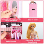 Juego de 122 piezas de armario de muñecas con muñecas de 11.5 pulgadas, ropa y accesorios, incluye armario, vestidos de princesa, zapatos, bolsas, perchas otros accesorios, juguetes de vestir para niñas, niños pequeños (rosa)