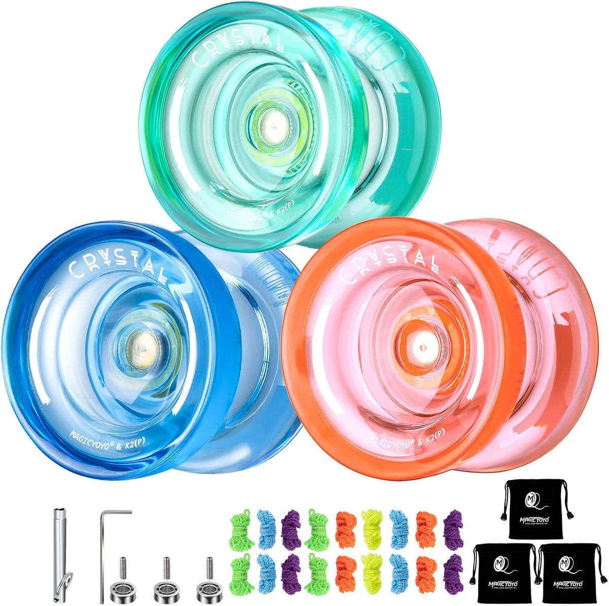 MAGICYOYO K2 - Yoyo profesional de cristal, paquete de 3, Yoyo sensible