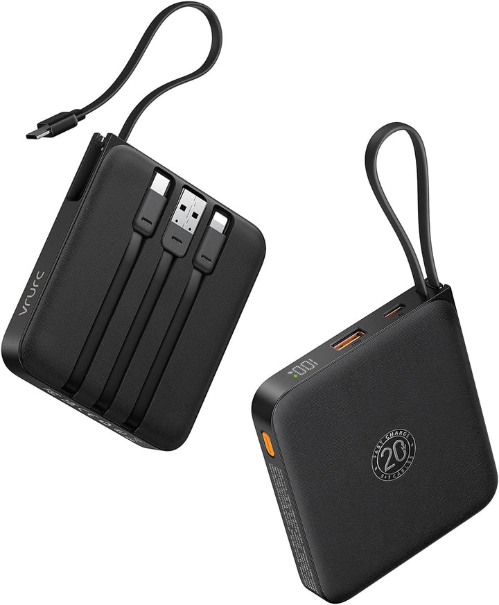 VRURC - Cargador portátil con cable incorporado, batería de 10000 m...
