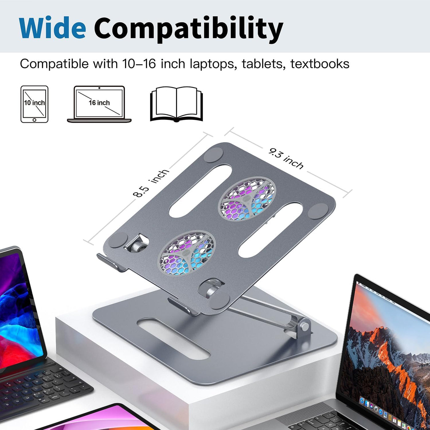 YICOSUN Soporte de refrigeración ajustable para laptop con 2 ventil...