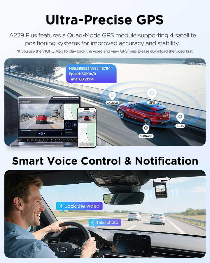 VIOFO A229 Plus Dash Cam frontal y trasera doble STARVIS 2