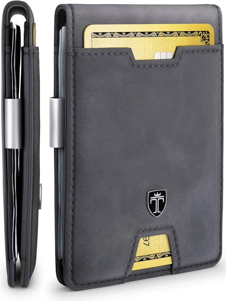 TRAVANDO AUSTIN - Cartera para hombre con clip para dinero, bloqueo...