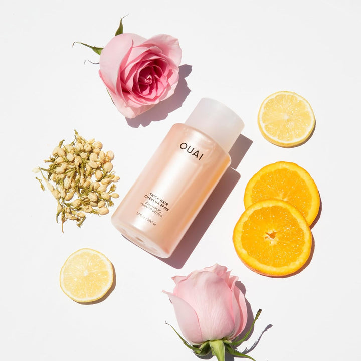 OUAI Champú para cabello grueso, champú hidratante de manteca de ka...
