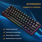 BlueFinger Combo de teclado y mouse mecánicos para juegos 60%, Negro