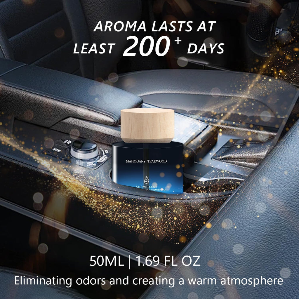 Ambientador de aire para automóvil de 1.7 fl oz (1.7 onzas líquidas), perfume – difusor de aire de aceite de fragancia de madera de teca de caoba para automóvil, fragancia de larga duración de más de 180 días, ambientadores de automóvil con diseño de taza
