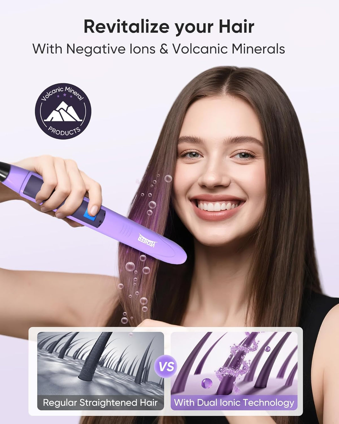 Plancha plana de cerámica de 1 pulgada con vibración sónica para me...