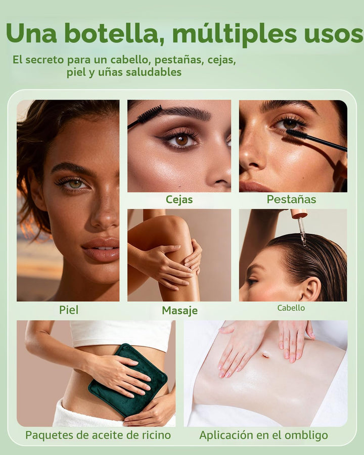 Florisan Aceite de ricino orgánico botella de vidrio de 16 onzas, p...