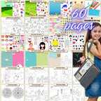 Libro de actividades para niñas y niños – Funda premium incluye 60 páginas grandes – 420 calcomanías, papeles para rascar arco iris, calcomanías reutilizables, lápices para colorear, números y letras – Juguetes educativos regalo