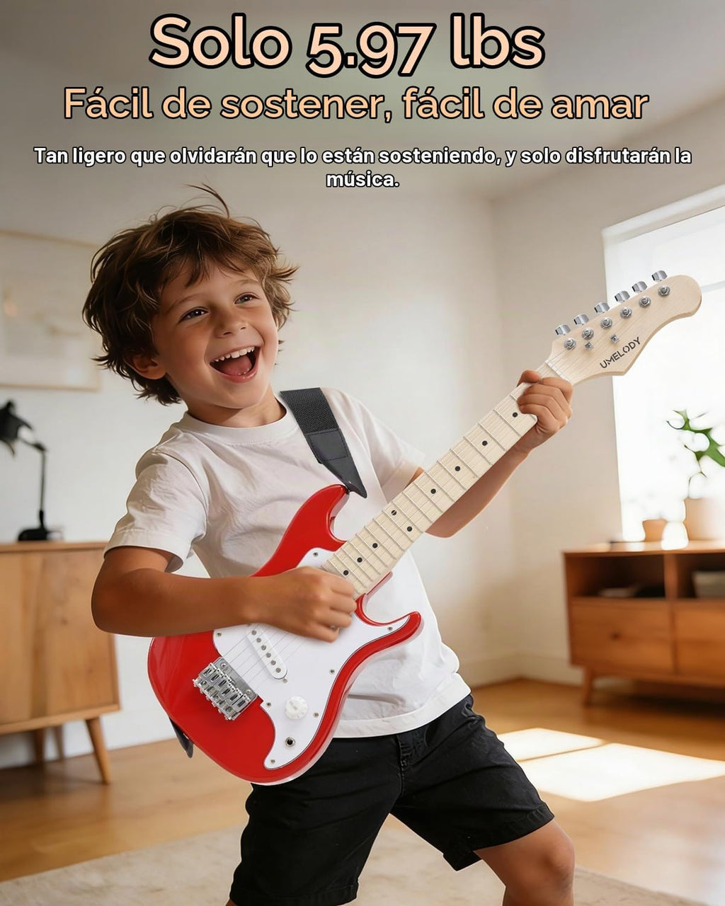 UST-70 - Kit de guitarra eléctrica para niños con amplificador, primera guitarra ideal para principiantes, guitarra ligera de 30 pulgadas para niños y niñas, divertido regalo de música para