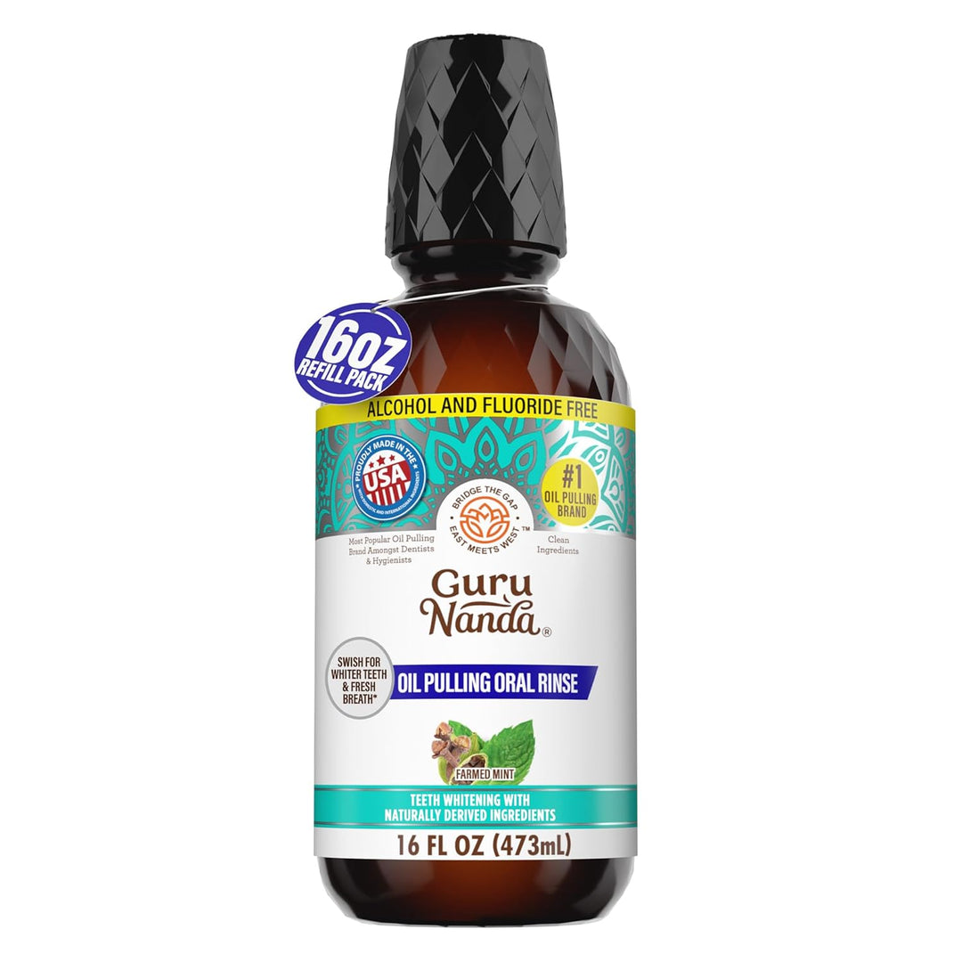 GuruNanda Extracto de aceite de coco, enjuague bucal blanqueador y...
